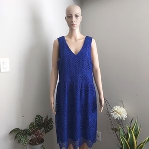 Banana Republic lace dress royal blue midi sleeveless